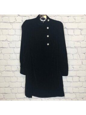 NWT & Other Stories Black Velvet Crystal Button Mini Dress Size 0 Holiday Party
